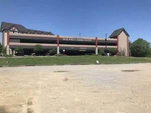 a view of the Roland Casino Hotel and attached parking garage